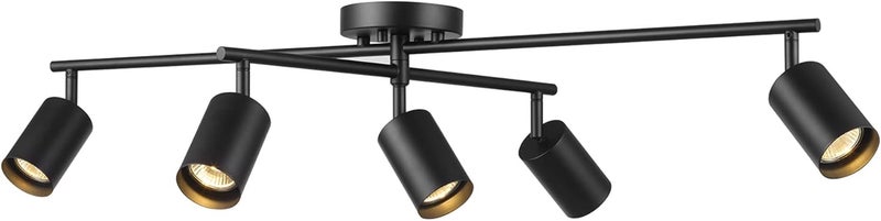 Globe Electric 5-Light Track Lighting, Matte Black, Center Swivel Bar, Adjustable Shades, Dimmable, 64000052 - Image 5